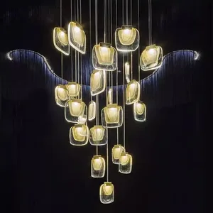 Modern Zen Style K9 Crystal Hanging Lamp Soft Glow with Middle Size Contemporary Design