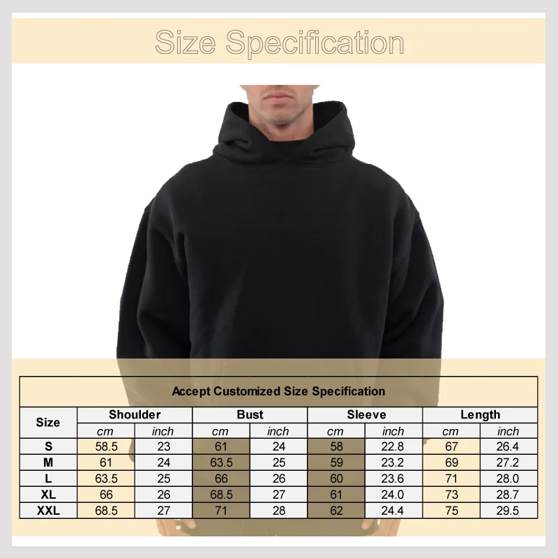 Boxy Fit Men's French Terry Pullover Hoodie - 580gsm Cotton