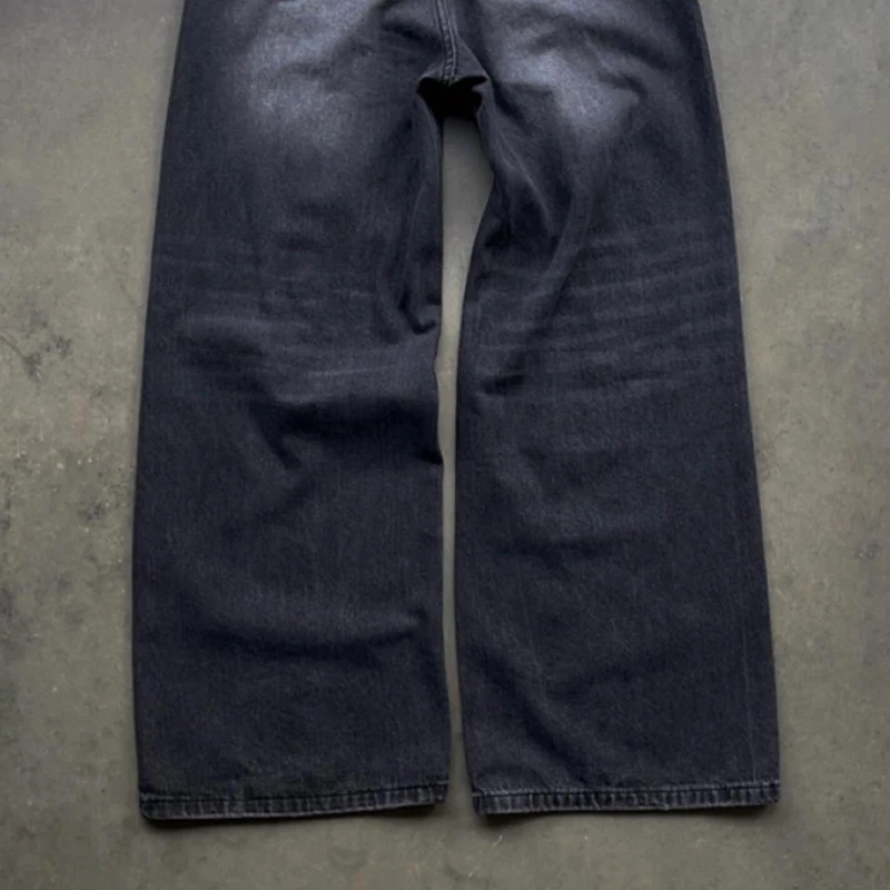 Custom 3D Acid Wash Straight Leg Streetwear Jeans for Men - Designer Denim Pants