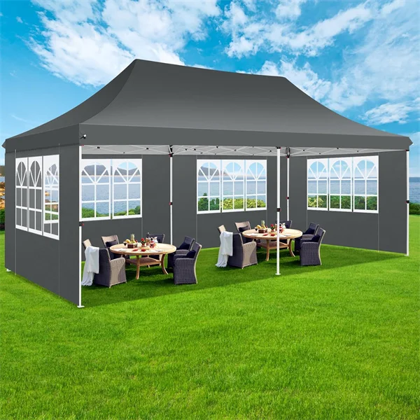 10X20 FT Pop Up Canopy Outdoor Instant Tent Slant Legs with Carrying Bag, Portable Gazebo Shelter for Garden and Beach