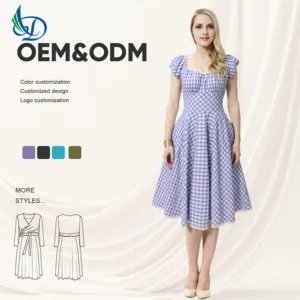 Retro Style Dress: square Collar, Fluffy Sleeves, and Romantic Lace