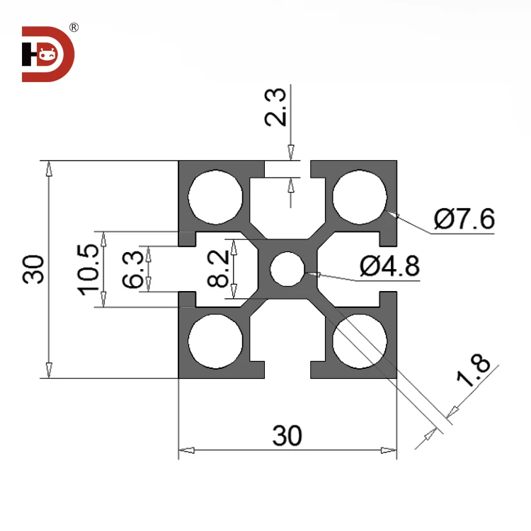 product industrial extruded black aluminum profile 3030 aluminum alloy profile 3030 equipment frame profile-3