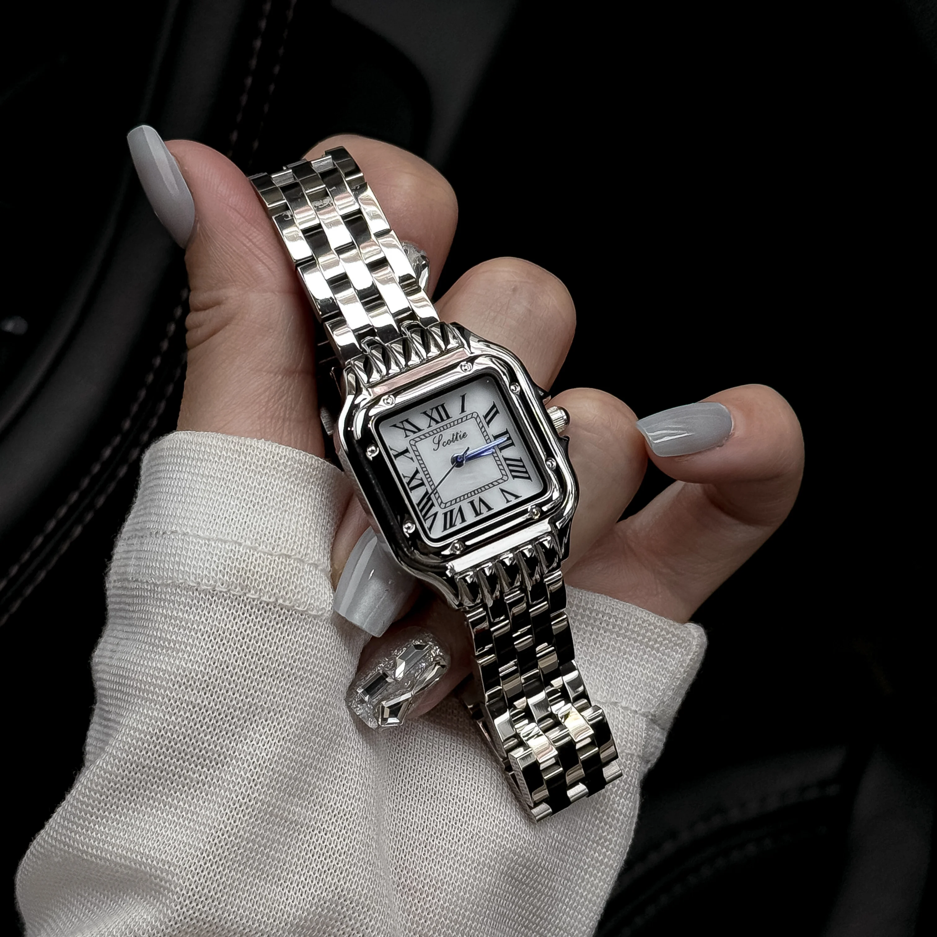 Stainless Steel Women\'s Quartz Wrist Watch with Butterfly Clasp, 27mm BWC Ladies Butterfly Bracelet Watch Blue Stones Stainless  main image 2