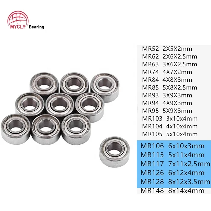2) MR74-2RS two side rubber seal MR 74 high quality ball bearing M74