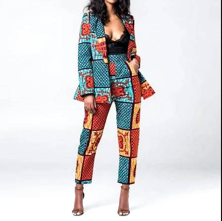 Woman Kente Cloth Suit Jacket Ankara Trouser And Jacket For Ladies