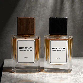 New Design Square Empty Clear 30ml 50ml 100ml Glass Empty Parfum Perfume Spray Bottles with Packing Gift Box