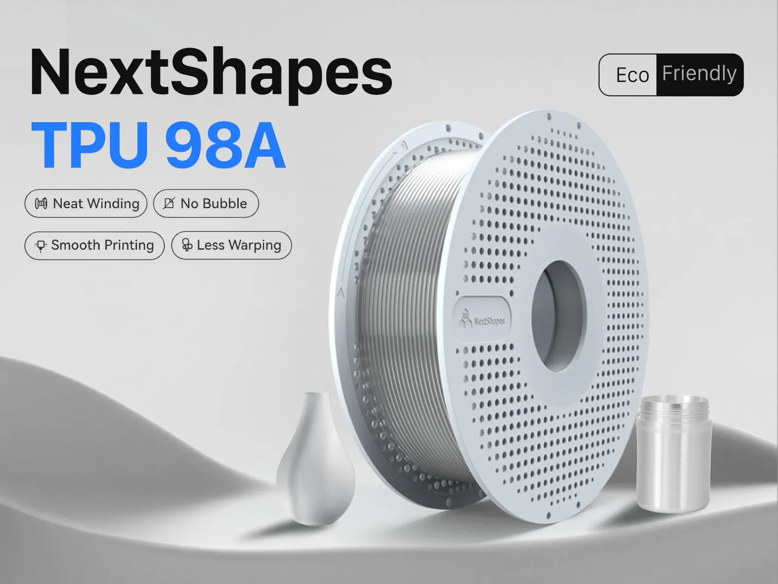 Nextshapes No Spool 3D Printer Filament - Transparent White
