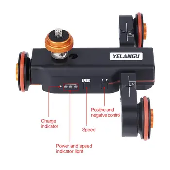 YELANGU 3-Wheels Motorized Autodolly Video Car Slider with Remote,Rechargeable,Three Speed Adjust for Iphone, DSLR Camera product image