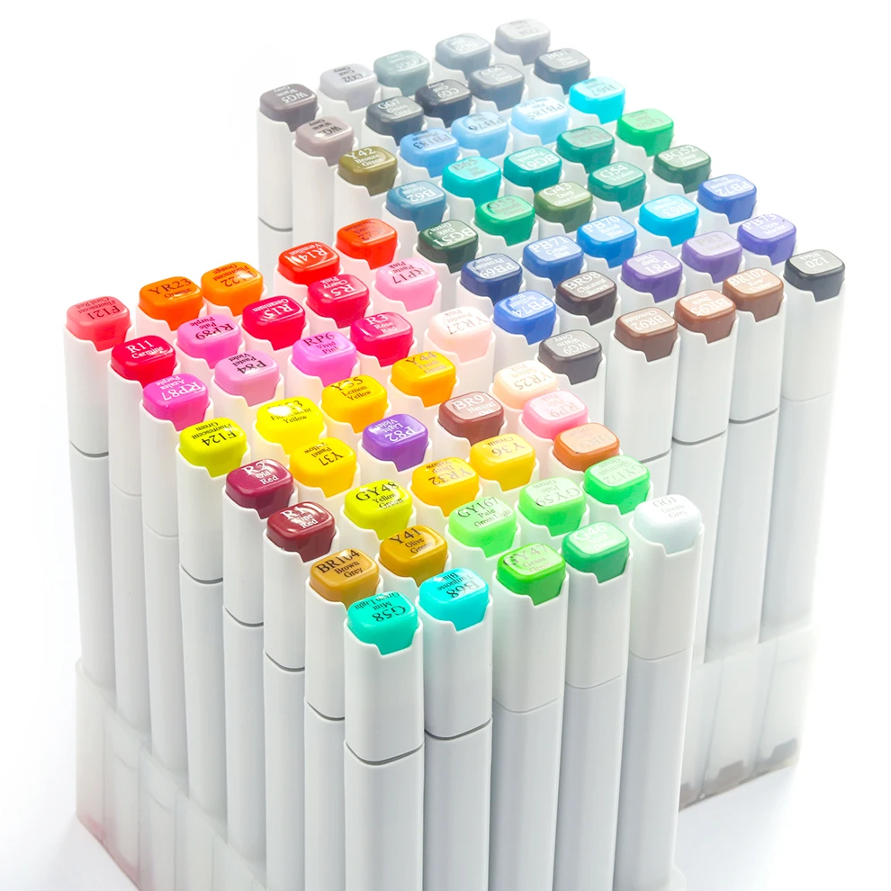 Хайлайтер Двойные наконечники Перманентный маркер для рисования Ручки Маркеры эскизов 80 цветов алкоголя маркеры альбом раскрашивания взрослых