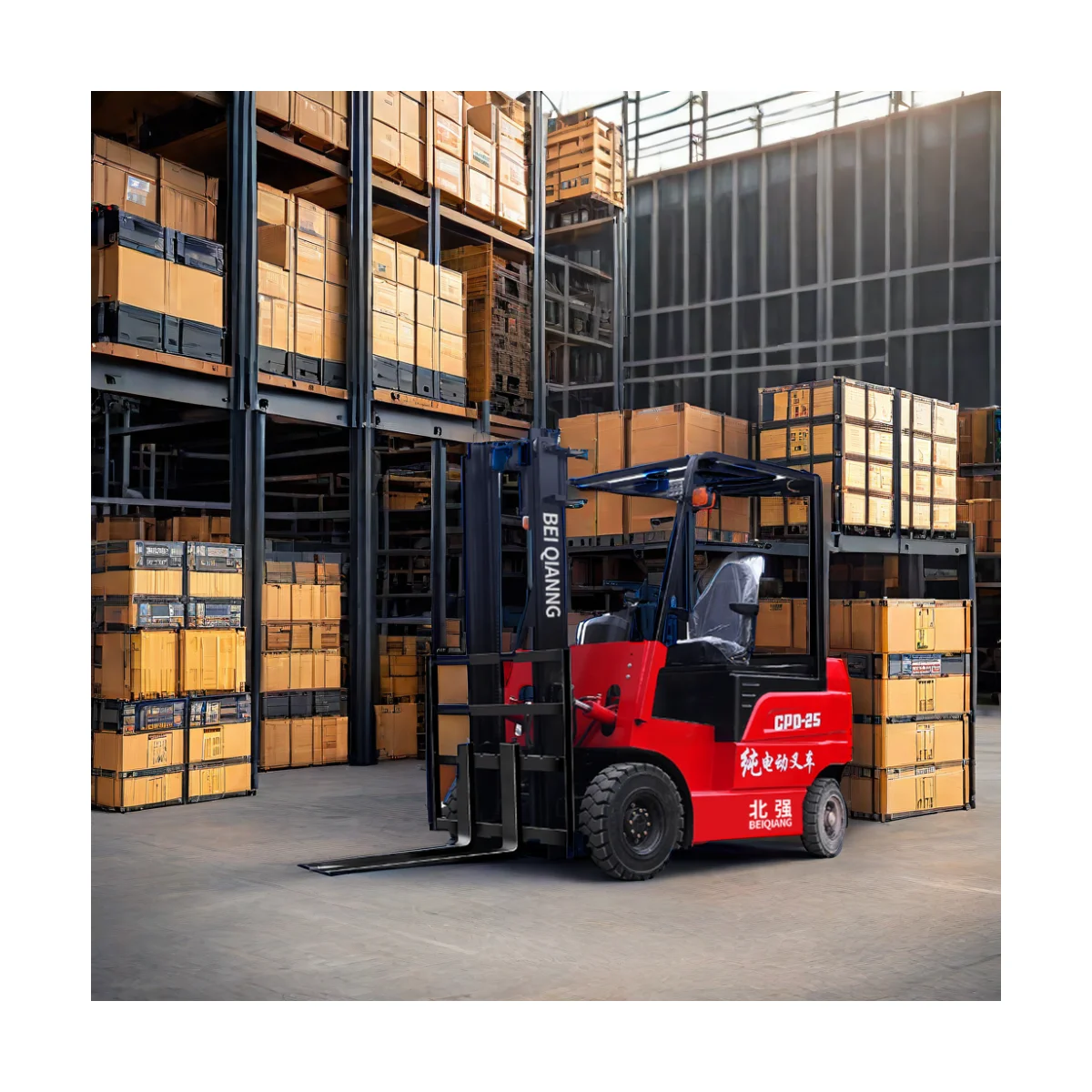 Economical low price high quality small 2500kg electric forklift truck with 4 wheel with best lithium battery forklift electric