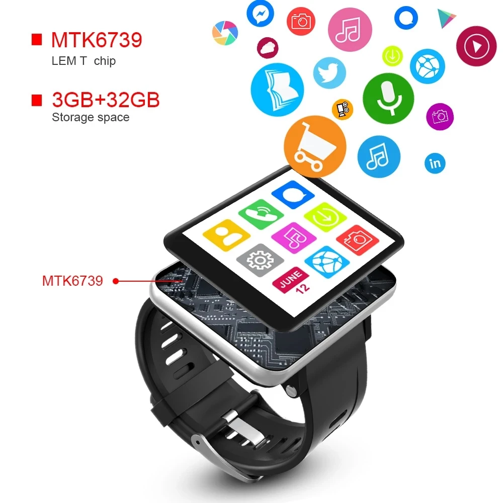 Lemfo Lemt 4g 2.86 Inch Screen Smart Watch Android 7.1 3gb 32gb 5mp Camera  480*640 Resolution 2700mah Battery Lem T Smart Watch - Buy Lemfo Smart ...