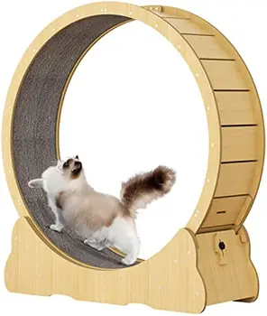 Cat Wheel Exerciser for Indoor Cats,Large Wood Cat Exercise Wheel with Upgraded Design,Pre-Assembled Cat Treadmill for Quick Ins