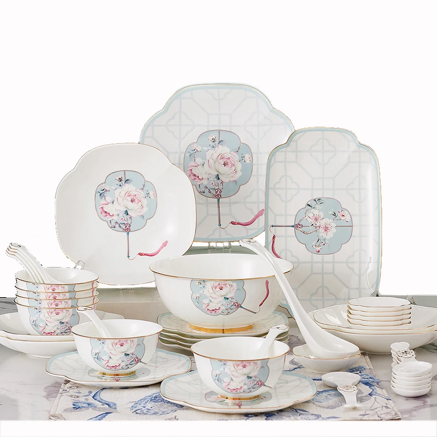 High Quality Oriental Style Luxury New Design Manufacturer Ceramic Bone  China Dinnerware Set