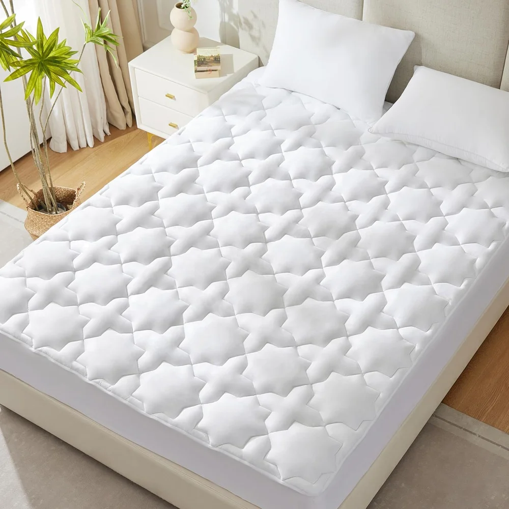 Custom Pattern Skin-friendly Breathable Cotton Top Bed Extra Thick Mattress Pad Toppers