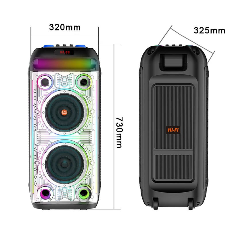 ZQS8282户外便携式双8英寸无线派对盒蓝牙大扬声器卡拉ok大扬声器