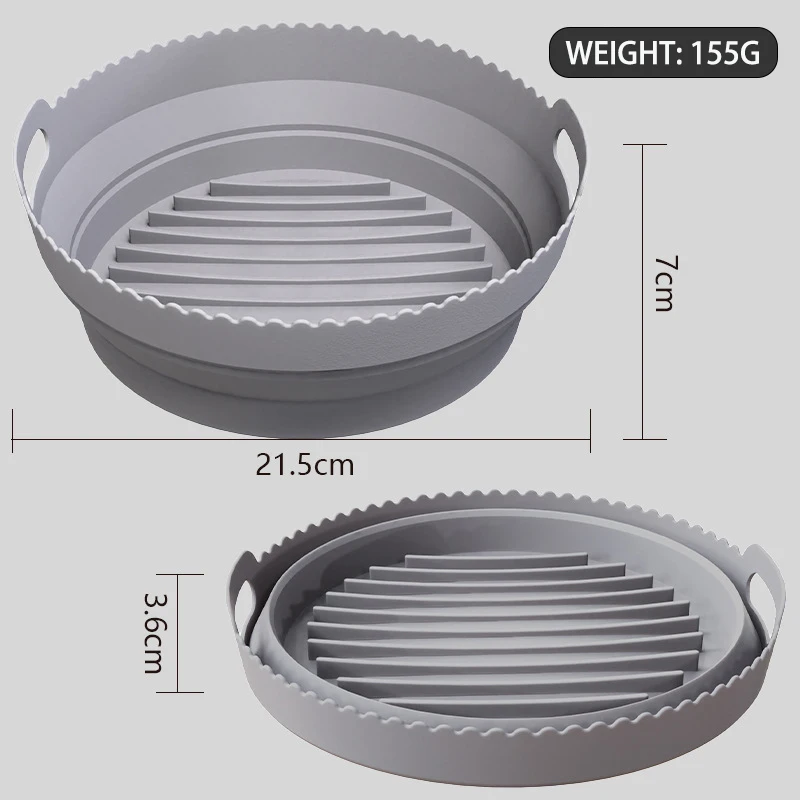 Round Air Fryer Silicone Pot Silicone Foldable Heat Resistant Baking