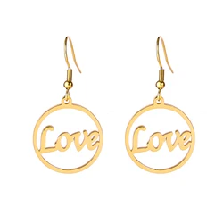 Fashion Round Circle Love Word Pendants Earrings For Women Hollow Geometric  Stainless Steel Round Shaped Love Letter Drop - Buy Fashion Round Circle  Love Word Pendants Earrings For Women Hollow Geometric Stainless