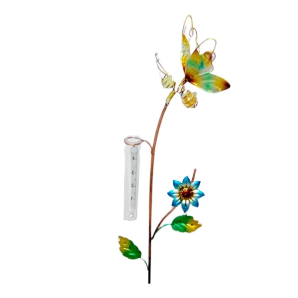 Metal flowers for crafts  rain gauge stake SG-GD159-41