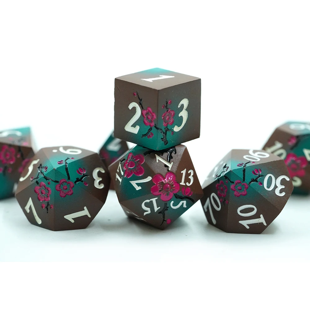 7PCS Flower Dice Set with Gradient Colorful DND RPG Portable Toys for Adults Kids TRPG D4 D6 D8 D10 D12 D20