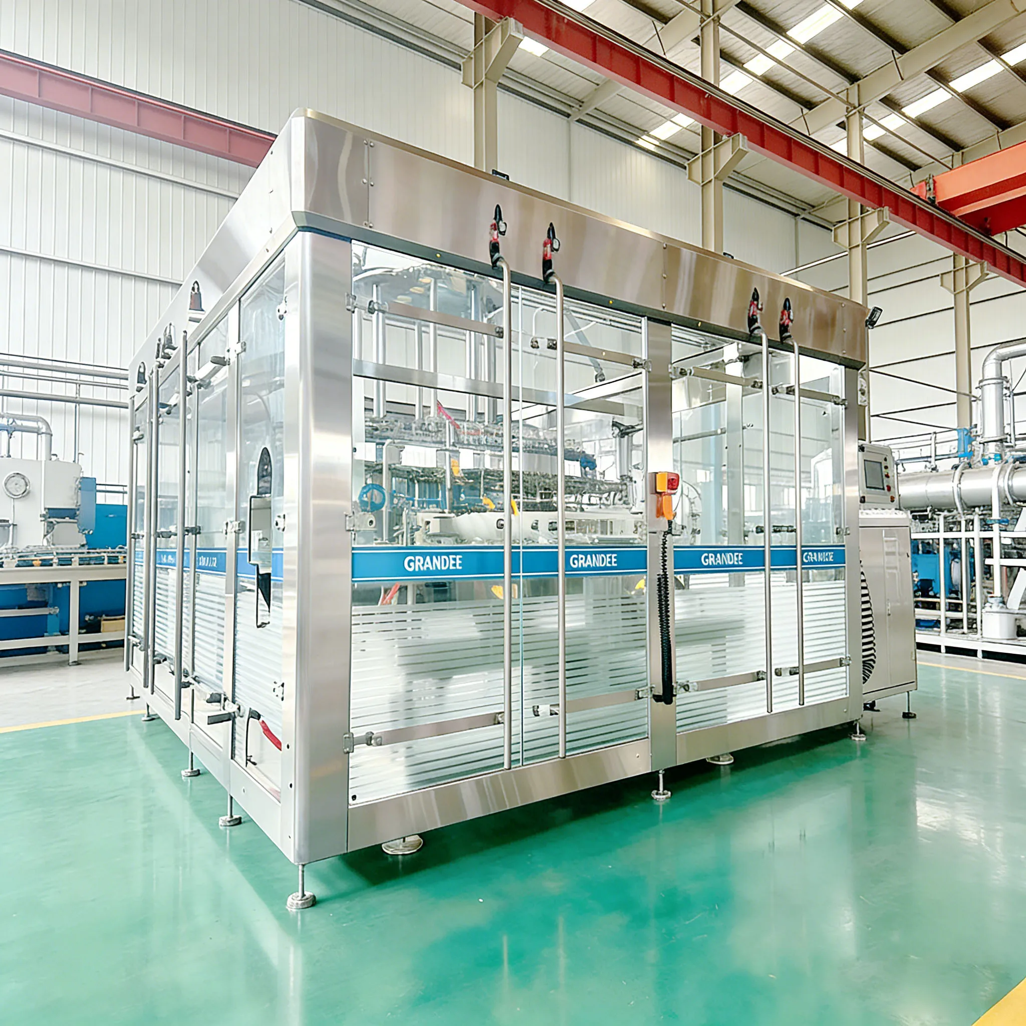 High Speed Automatic Spray Glass Bottle Rotary Mechanical Valve Cleaner Washing Rinsing Dripping Machine