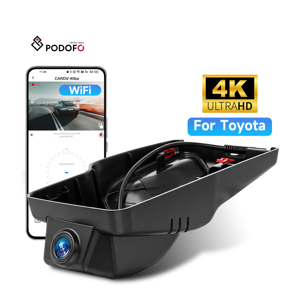Podofo 4K Dash Cam for Toyota Tundra/Sequoia Car Black Box Hidden DVR Plug & Play Night Vision Loop Recording G-Sensor WiFi OEM L6031