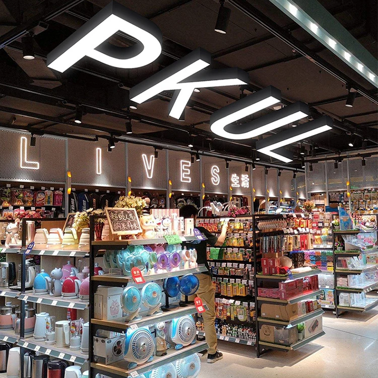 Custom LED Digital Letter Chandelier Creative Stainless Steel for Mall Supermarket Clothing Store Personalized Letter Shape