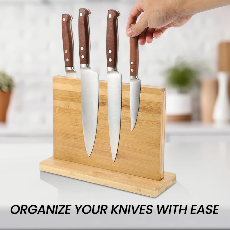 Factory Supply Best Powerful Double Sided Knife Holder Bamboo Knife Stand For