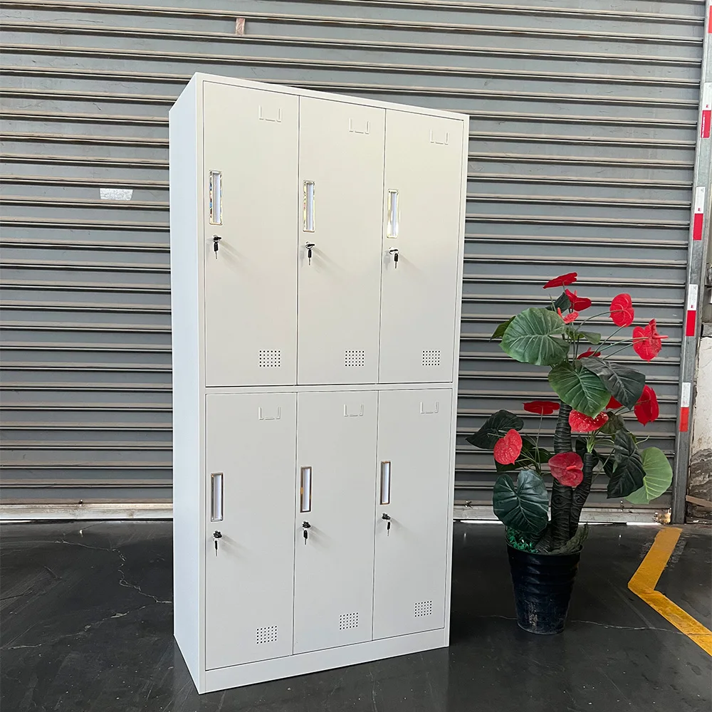 Customized 6-Door Steel Locker Modern Design Metal Wardrobes with Hanger for Gym Use for Workshop Dining Living Room manufacture