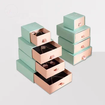 Cute jewelry box organizer for women with foam insert drawer paper material jewelry packaging boxes