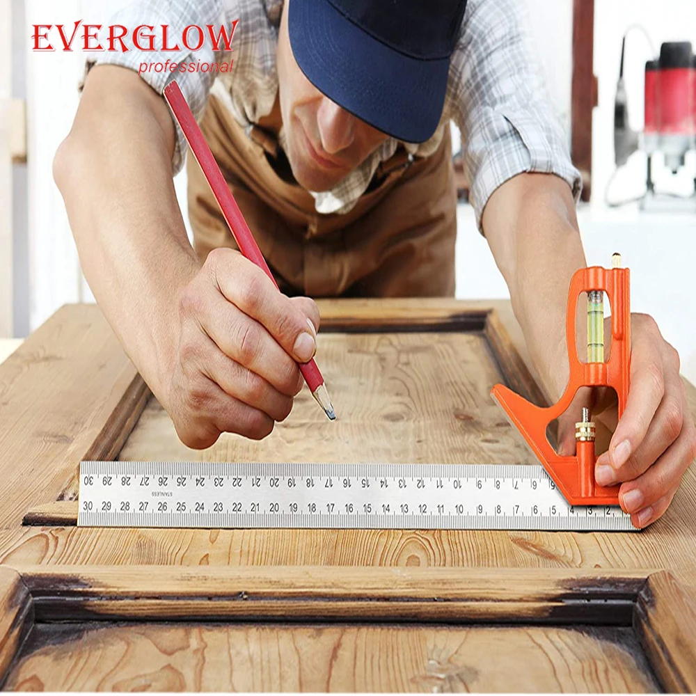 Using Ez Angle Ruler Cons Carpenter Square Tool Combination Square 12Inch 300mm 15 7Inch ...