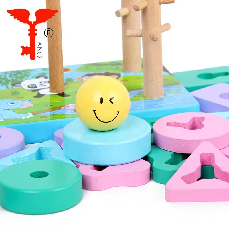 Tower Shape Model Building Block Educational Wooden Toy for Kids