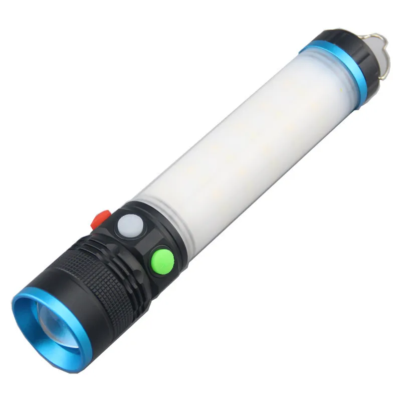 Camping Flashlight LED Strobe Torch Red Green White Signal Lights Multifuntion 