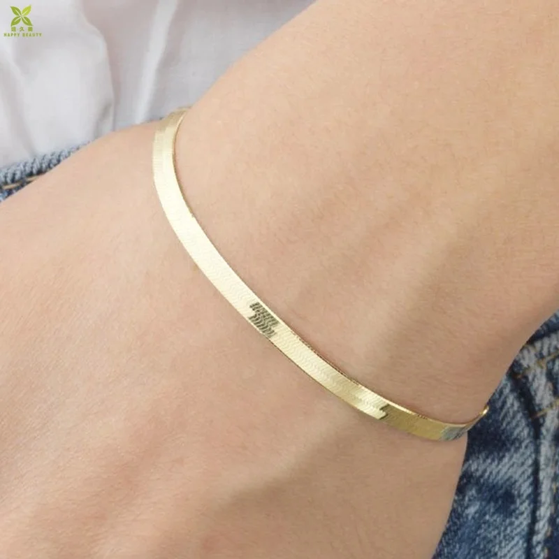 Minimalist for Women Men Adjustable Snake Chain Bracelet Flat Snake Chain  Herringbone Link Bracelet – the best products in the Joom Geek online store