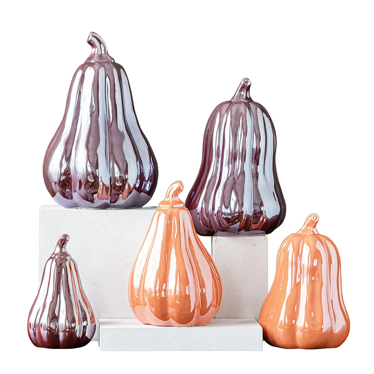Оптовая продажа креативная Керамическая Тыква настольная хэллоуин ремесла украшения для урожая осенние уличные керамические изделия из тыквы