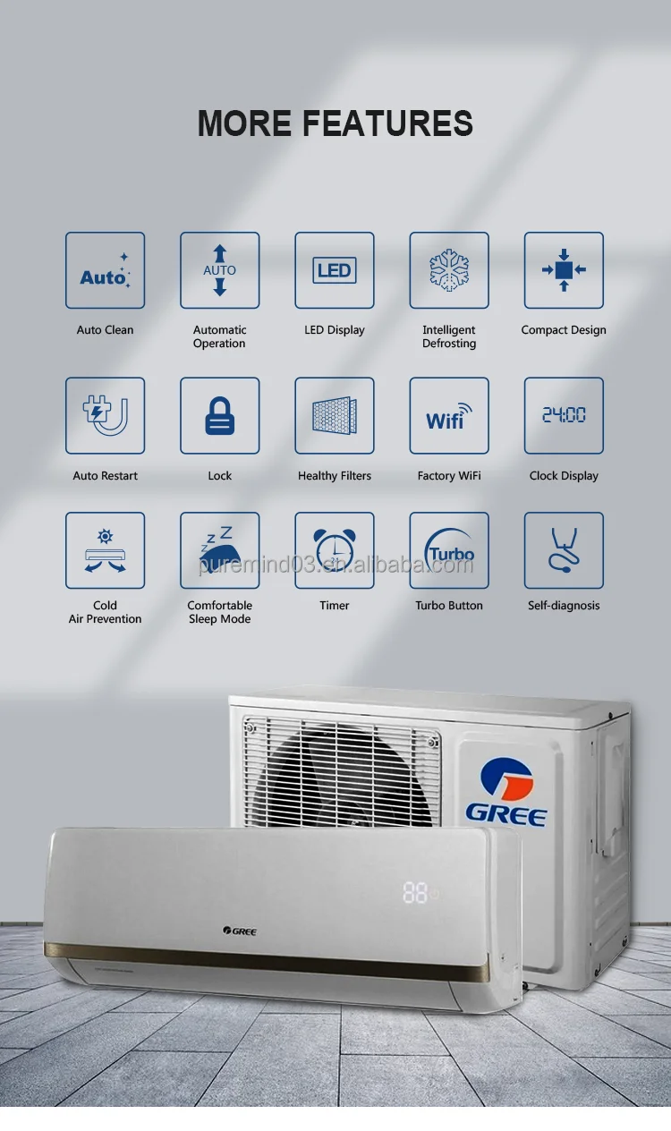 Gree Oem 1hp 1.5hp 2hp 3hp Smart Split Type Mini Air Conditioner Wall