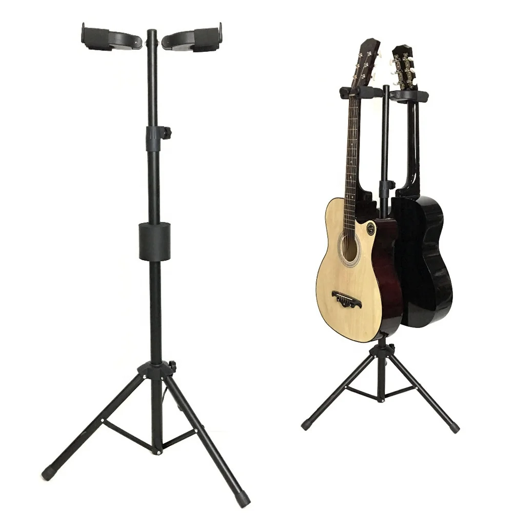 Harayaa Supporto Doppio Per Chitarra – Rack Verticale Con Gancio Bloccaggio Automatico Per Acustiche Ed Elettriche