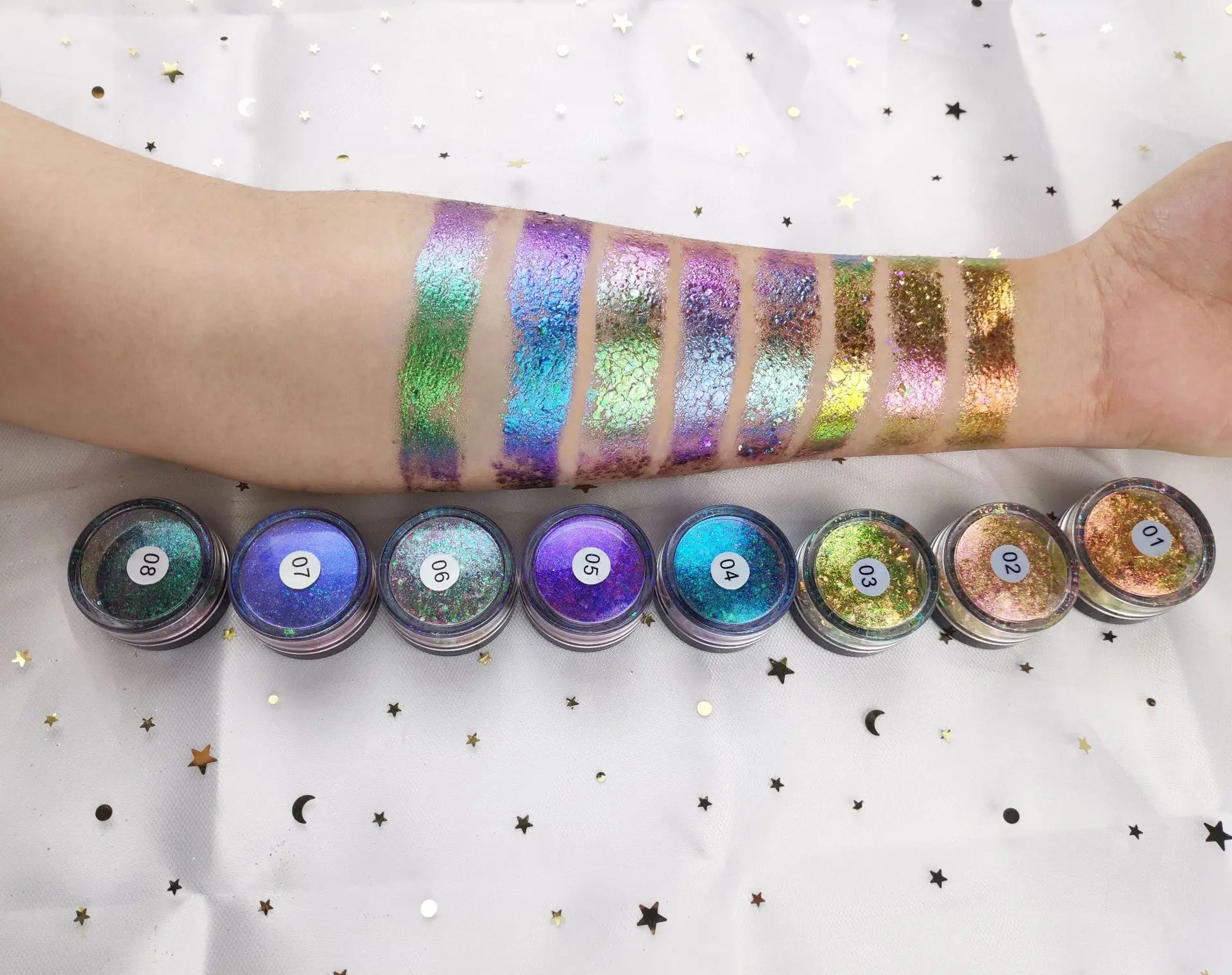 8 цветов, блестящие тени для век, ослепительный макияж глаз, фирменная косметика