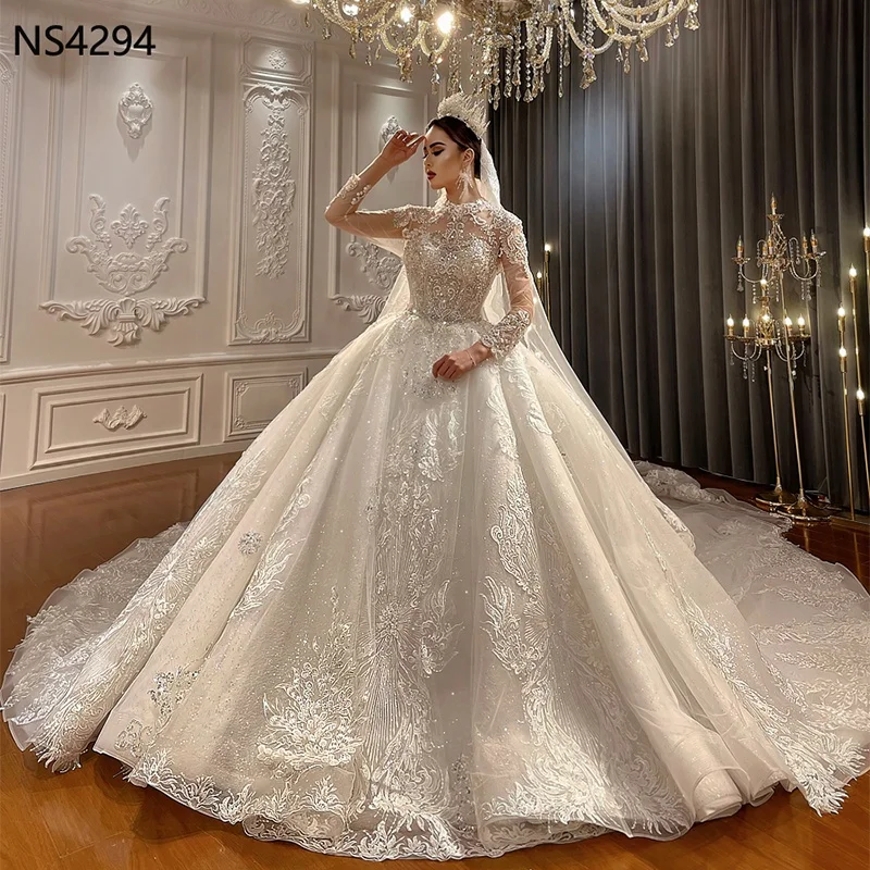 Ns4294 Wedding 2022 The Latest Design Of Tulle Long -sleeved Lace ...