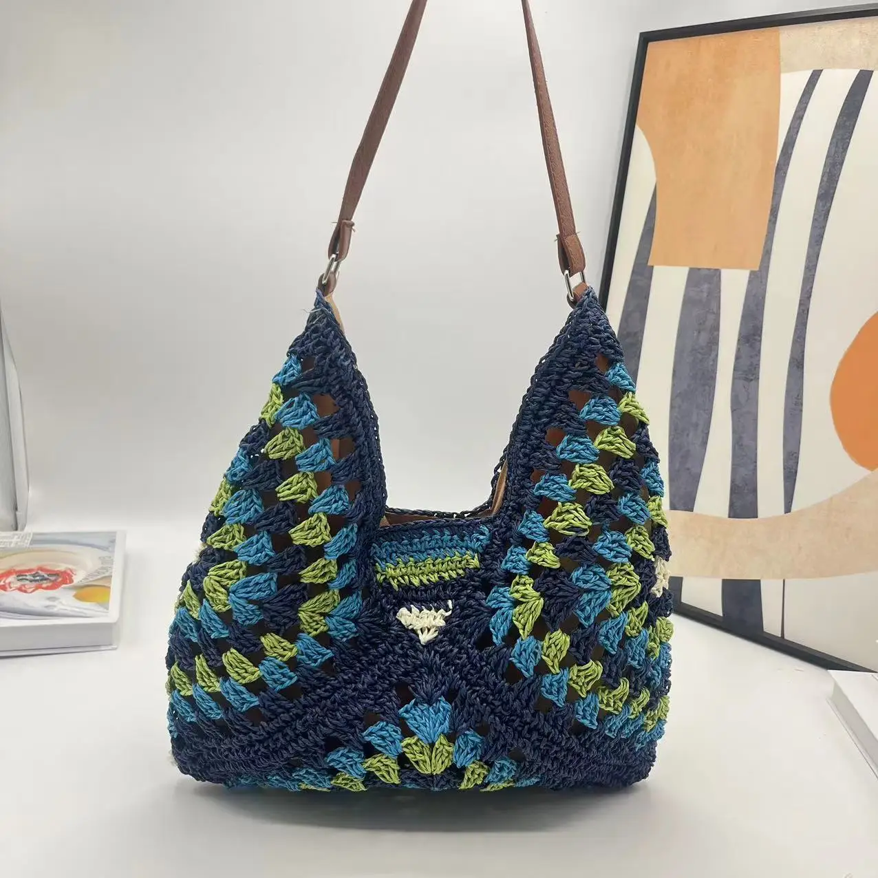 Jywmsc Sacs De Plage D'été Pour Femmes Joli Sac Fourre-tout En Crochet Perlé Sac à Main Bohème En Maille Tissée à Bandoulière Pour Les Vacances