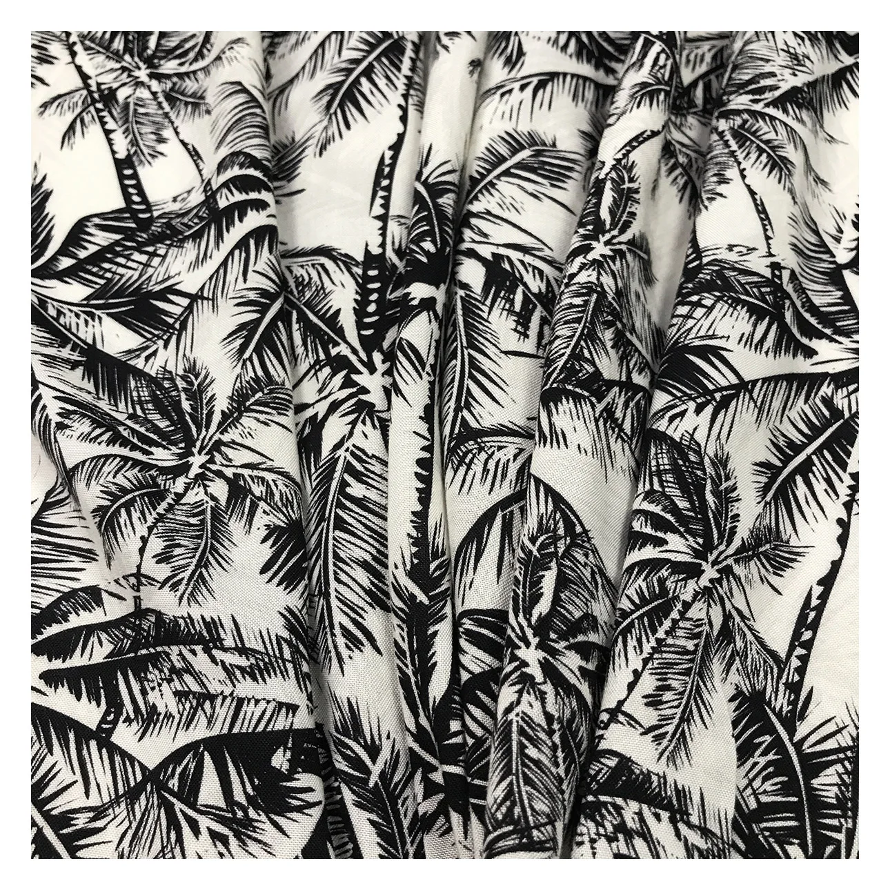 Оптовая продажа горячая Распродажа тропическая Кокосовая пальма дизайн Гавайский стиль цифровая печать искусственный шелк Мужская вискозная ткань рубашки для одежды