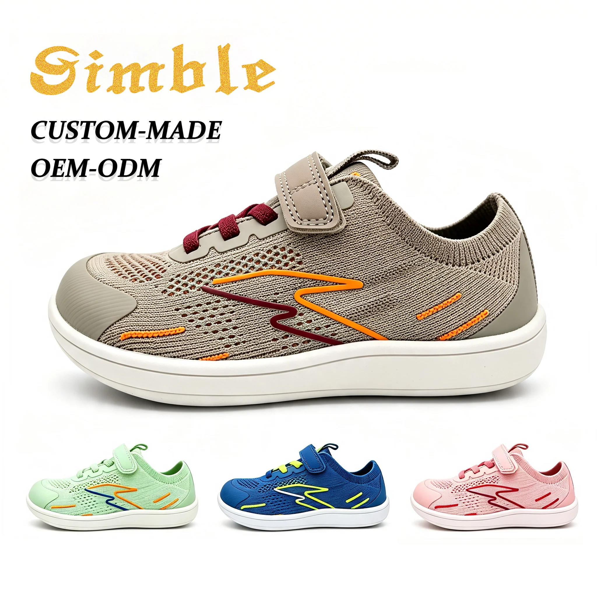 Original Custom Kids Wide Toe Shoes Manufacturer Light-weight Breathable Fly Woven Slip-on Children Casual Shoes