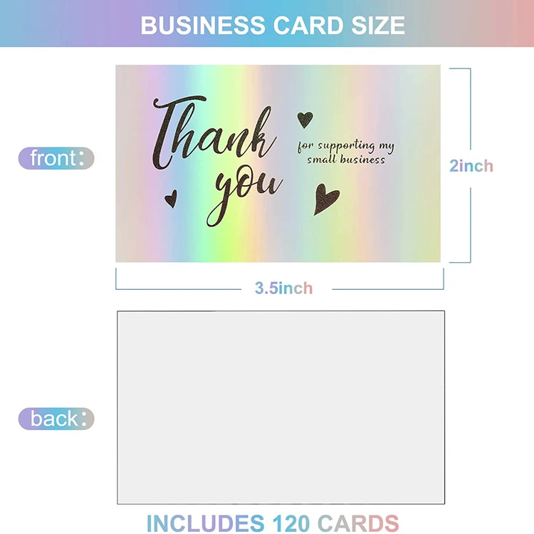 Free Design Support Wedding Invitation Glossy Holographic Greeting Card, Custom Logo Goods Gifts Hologram Thank You Cards-
