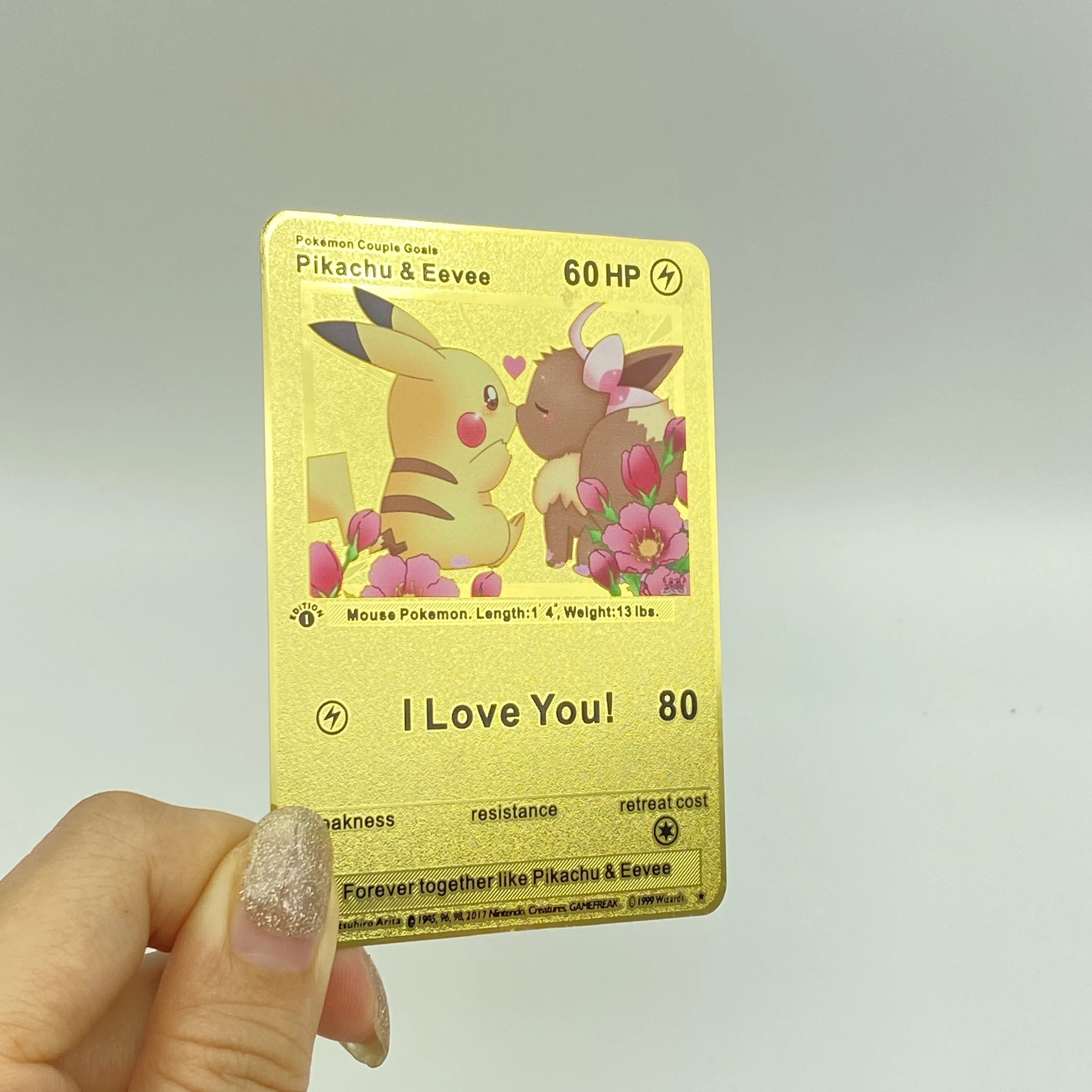 Cheap Price Custom Pikachu Gold Foil Metal Original 1st Edition