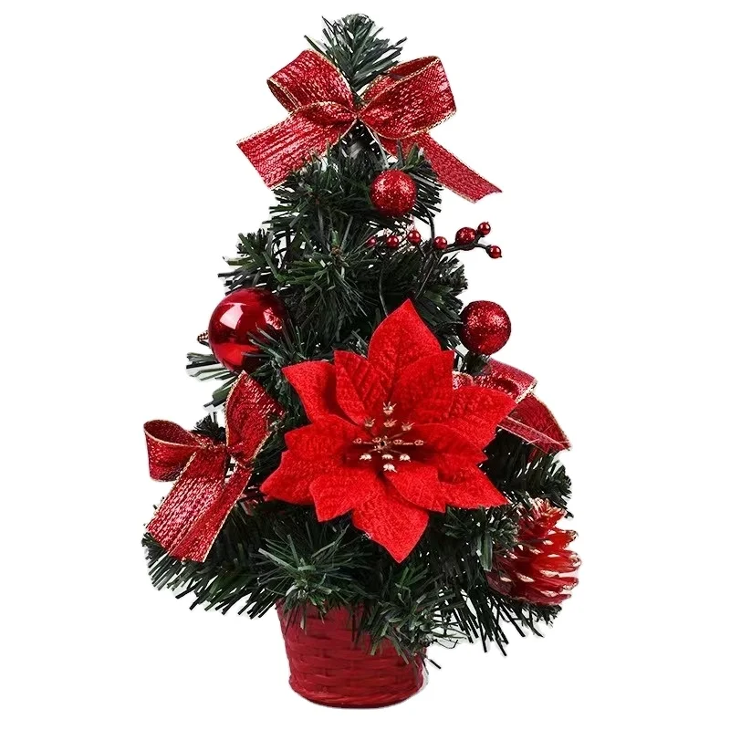 Red Tabletop Artificial Mini Decoration Christmas Tree with Ornaments Xmas Gift Small Tree