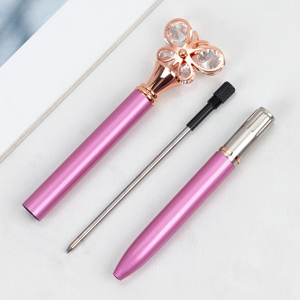 Promotional Butterfly Top Pen Materl Crystal Ball Diamond Novelty Pens  Business Rose Gold Lady Cute Personalized