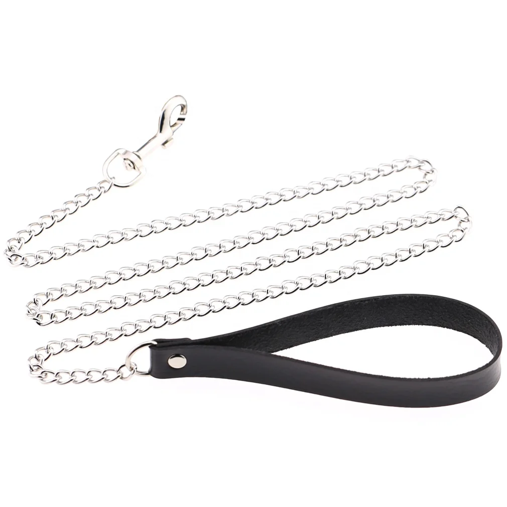 Animal Chain Rope Gothic Leather Handle Traction Rope Dog Chain Pet Traction Belt ...