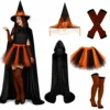 Mantello nero e set arancione da 7 pezzi - lunghezza mantello 150 cm