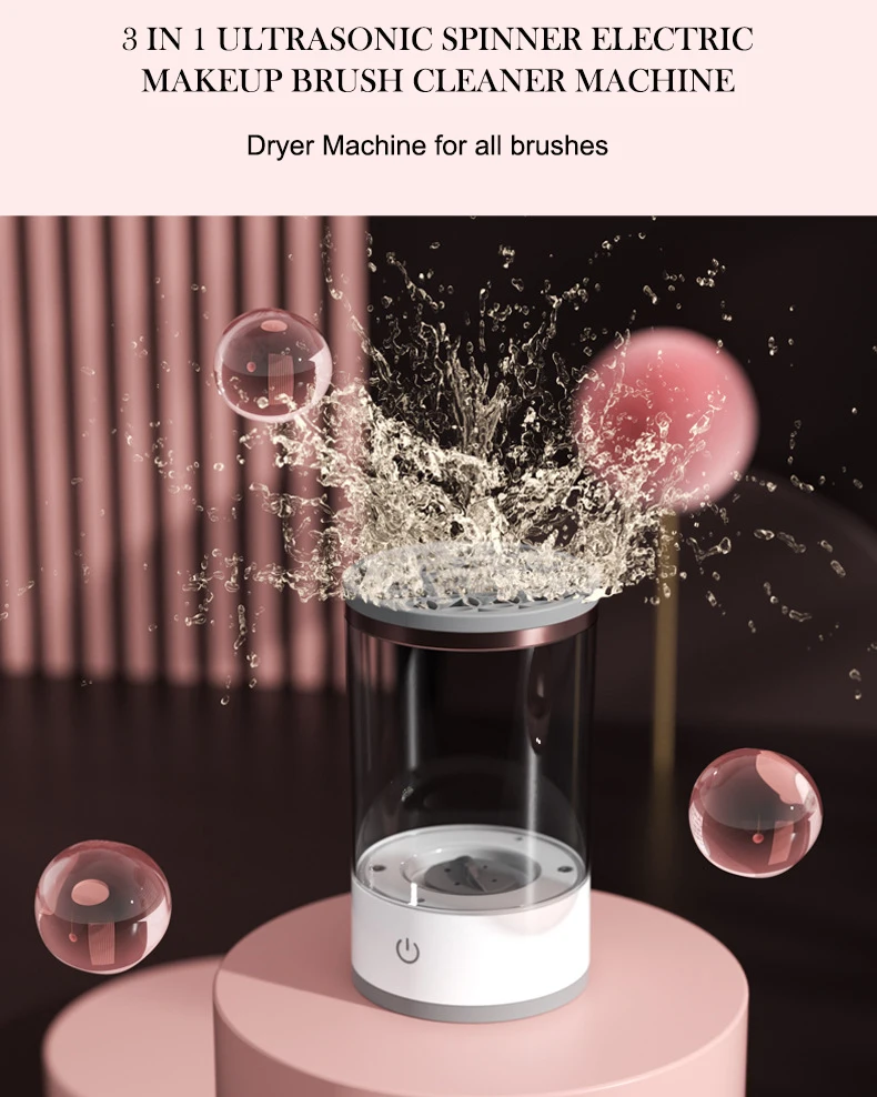 2023 Automatic 3 In 1 Ultrasonic Spinner Electric Makeup Brush Cleaner