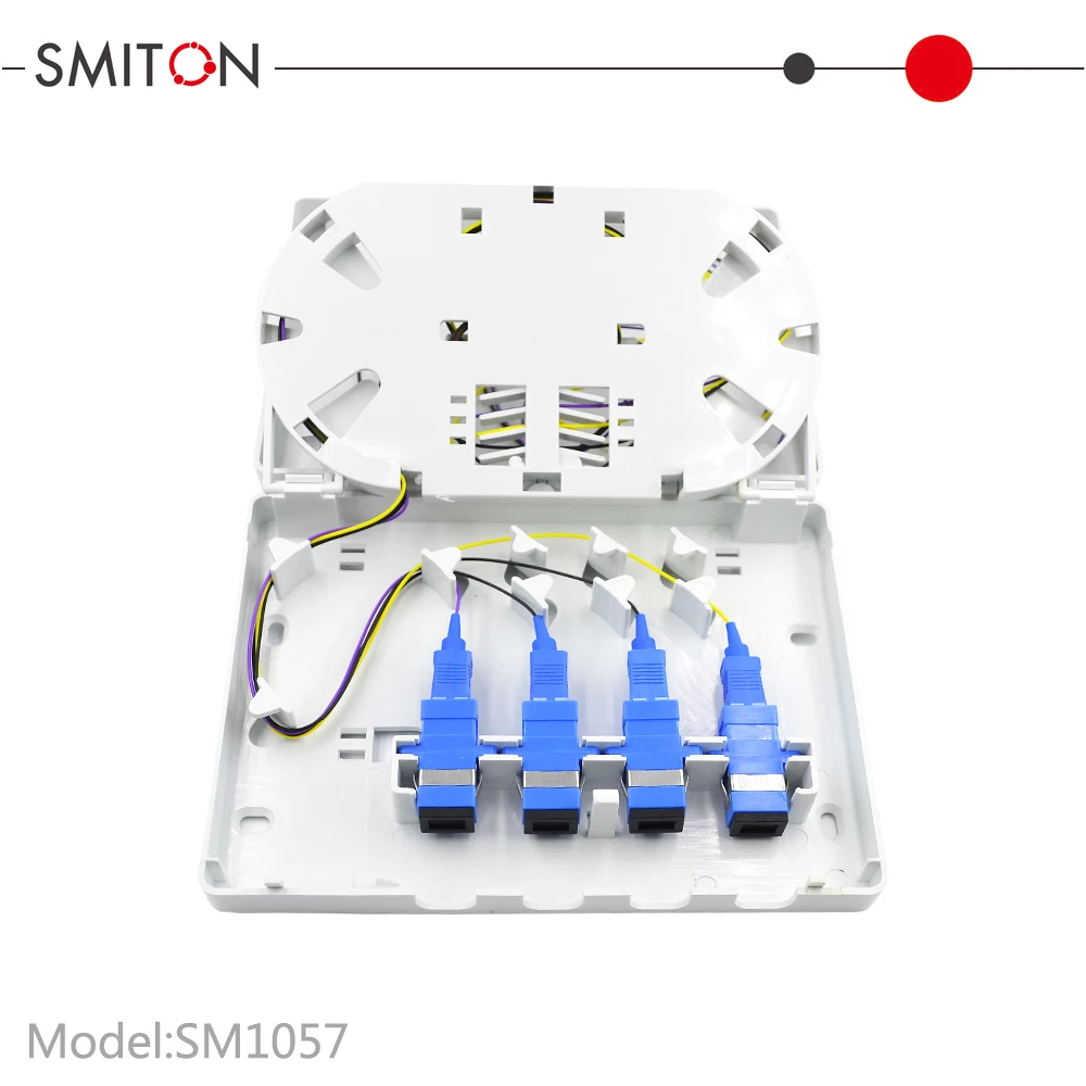 Fiber Optic 4 core FTTH Terminal Fiber Box 4port Surface Mount Outlet Box