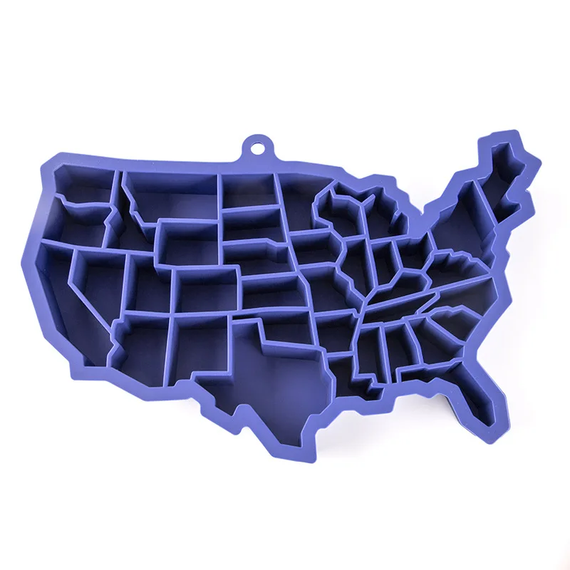 USA-Shaped Blue Silicone Ice Cube Tray – BPA Free, Made In America